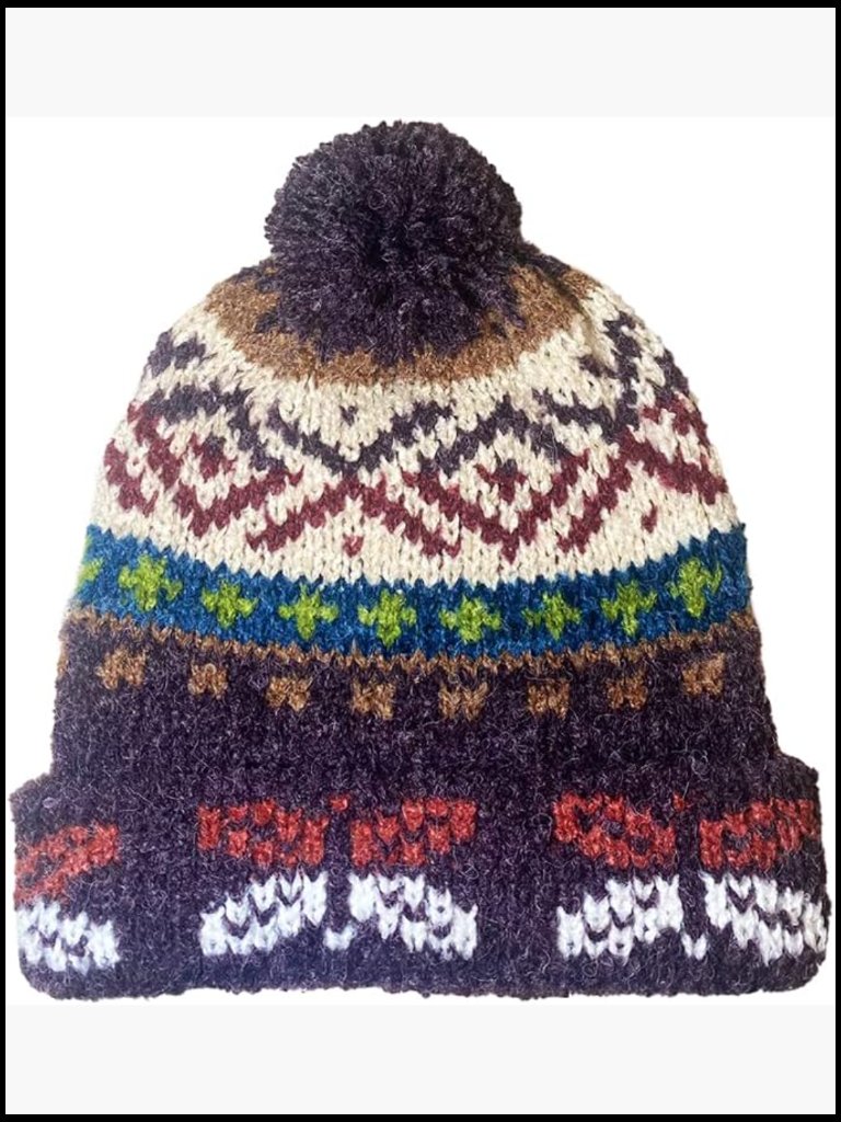 Handmade Alpaca Wool Bobble Beanie Winter Hat